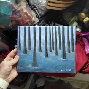 Serene Blue and Gray Forest Canvas by